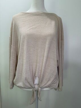 GAP Tie-Front Boatneck Sweatshirt - Cream